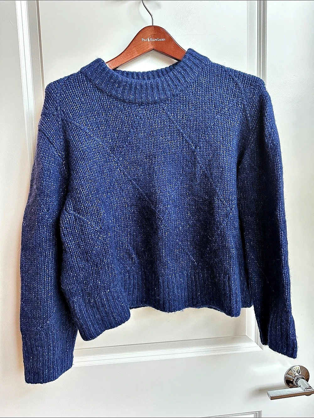 Everlane The Diamond-Stitch Cloud Crew Blue Crewneck Sweater M